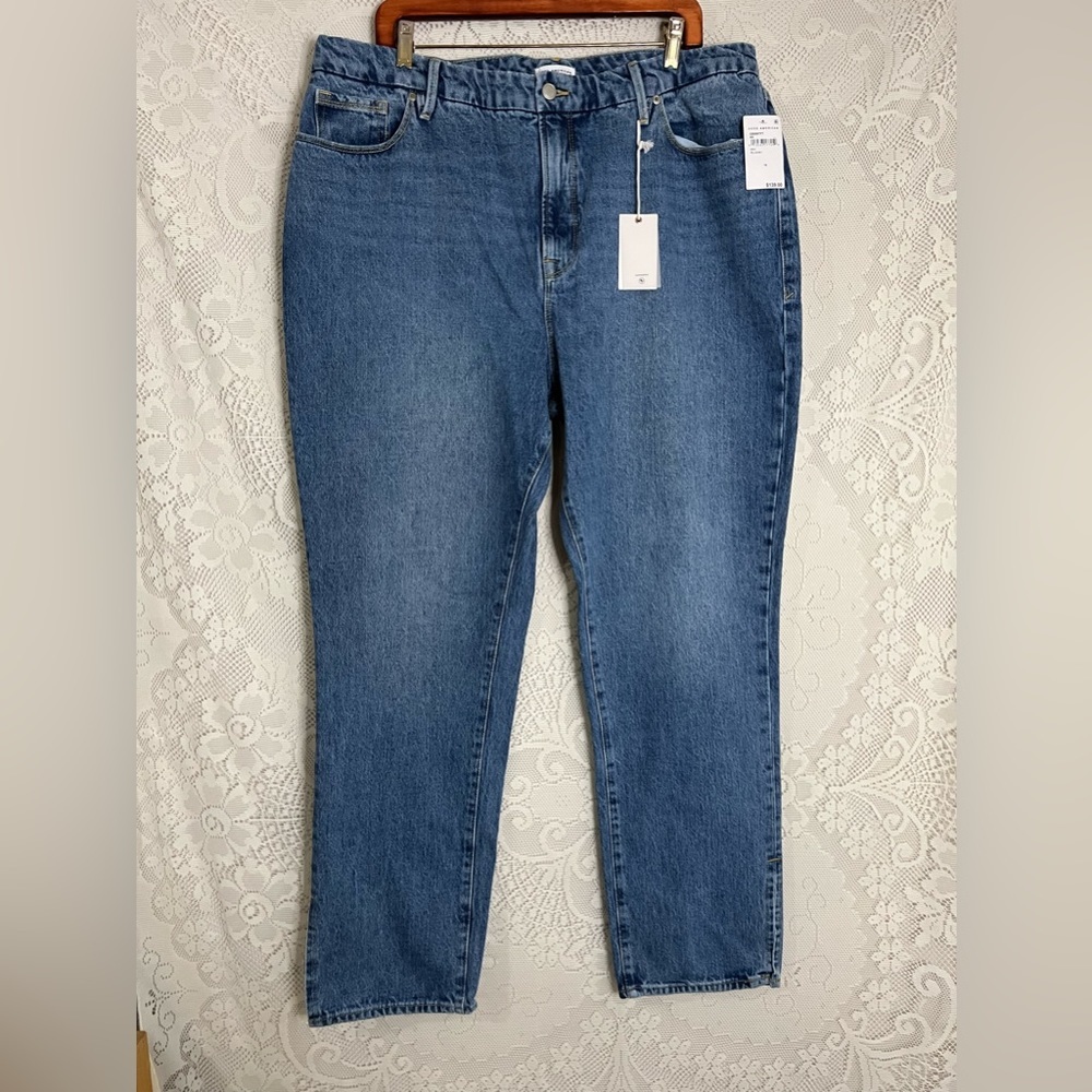 Good American Good Boy Jeans Women’s Size 16 Medium Wash Blue Jeans NWT